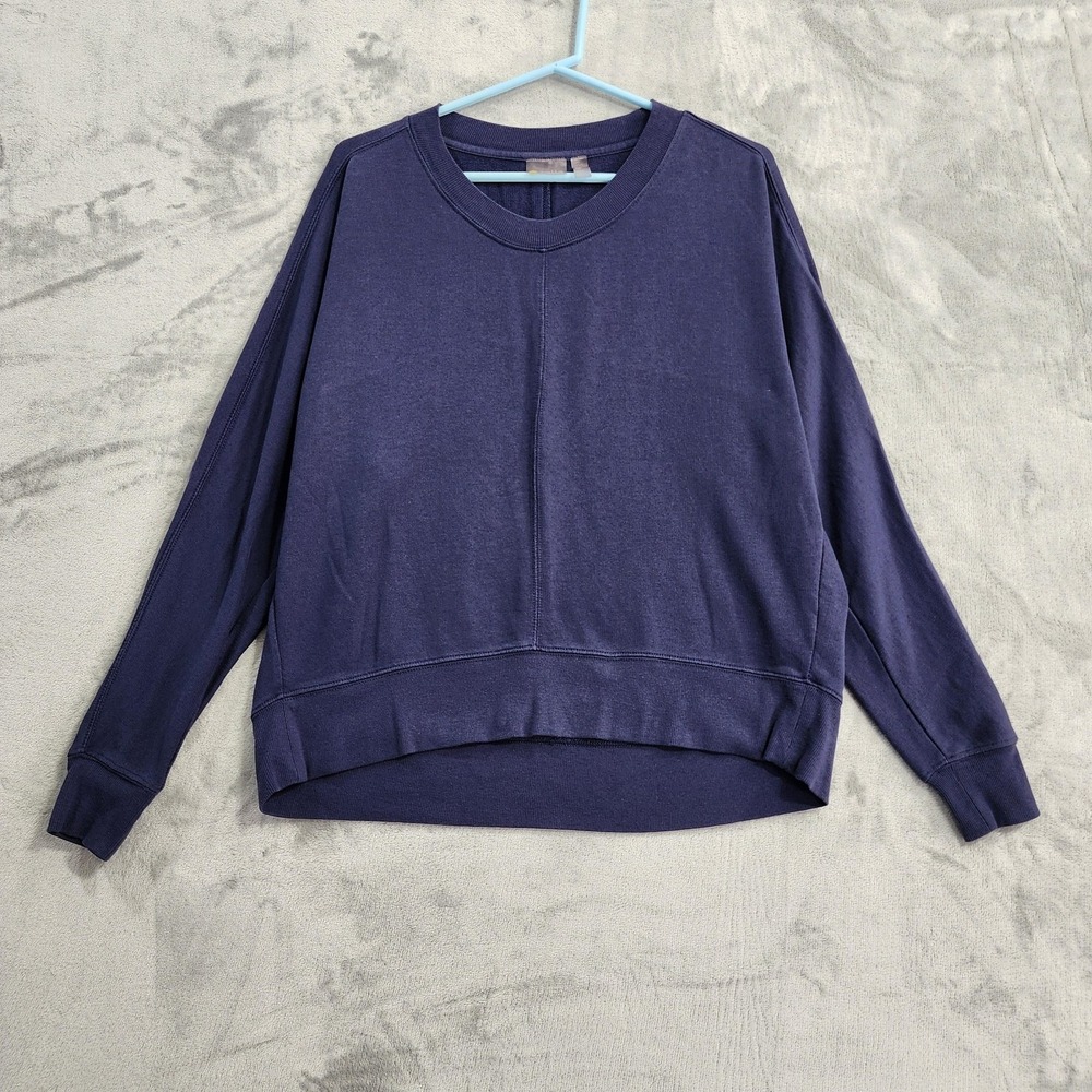 Zella Sweatshirt Womens M Blue Lux French Terry Pullover Relaxed Crew Neck Yoga